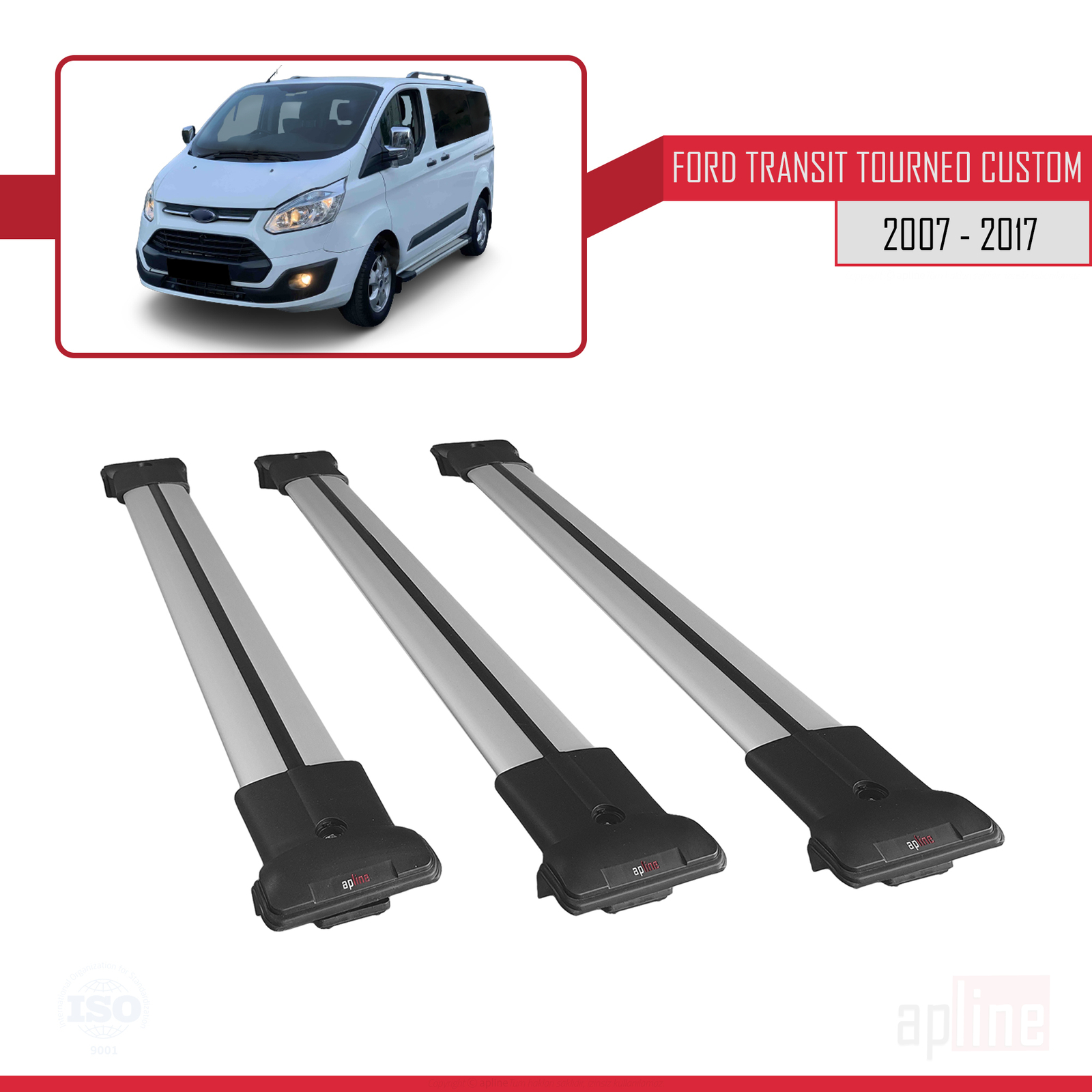 Barres de toit railing Ford Transit Custom 2007-2017 porte-bagages longitudinal - 3