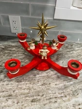 Erzgebirge Advent Candelabra Wooden German Angels