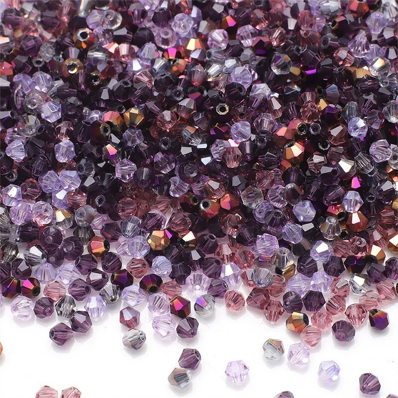 1000x Espaciador de cuentas de cristal bicono facetado de vidrio checo 2 mm 3 mm Hágalo usted mismo Fabricación de joyas Foto 3 de 4