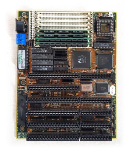 386 motherboard Ali M1429 128kb cache 386DX-40 CPU & RAM 4MB retrogaming SET - Afbeelding 1 van 10