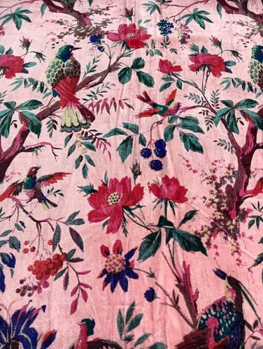 Lot 25 Yard Luxury Soft Velvet Bird Print Fabric Indian Dress Sewing Upholstery - Picture 3 of 4