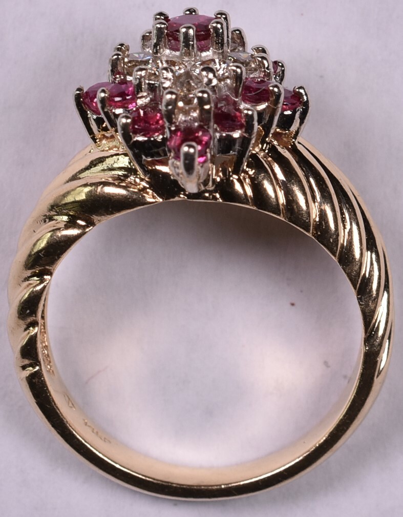 14k Ruby Diamond Ring Solid Gold Size 6.5 Great R… - image 4
