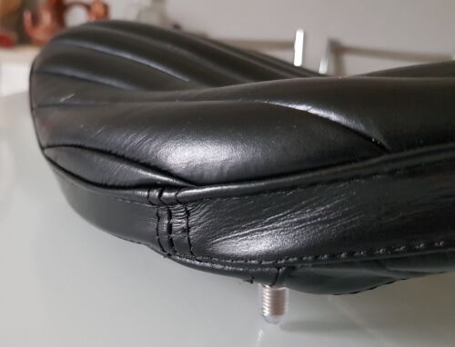 TUCK AND ROLL BATES STYLE SEAT FOR MOTORCYCLES CHOPPER BOBBER REAL LEATHER BLACK - Picture 6 of 7