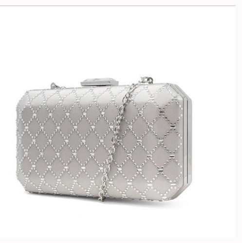 INC International Concepts Sasha satin embellished sparkle clutch -Silver(Used) - Picture 2 of 13