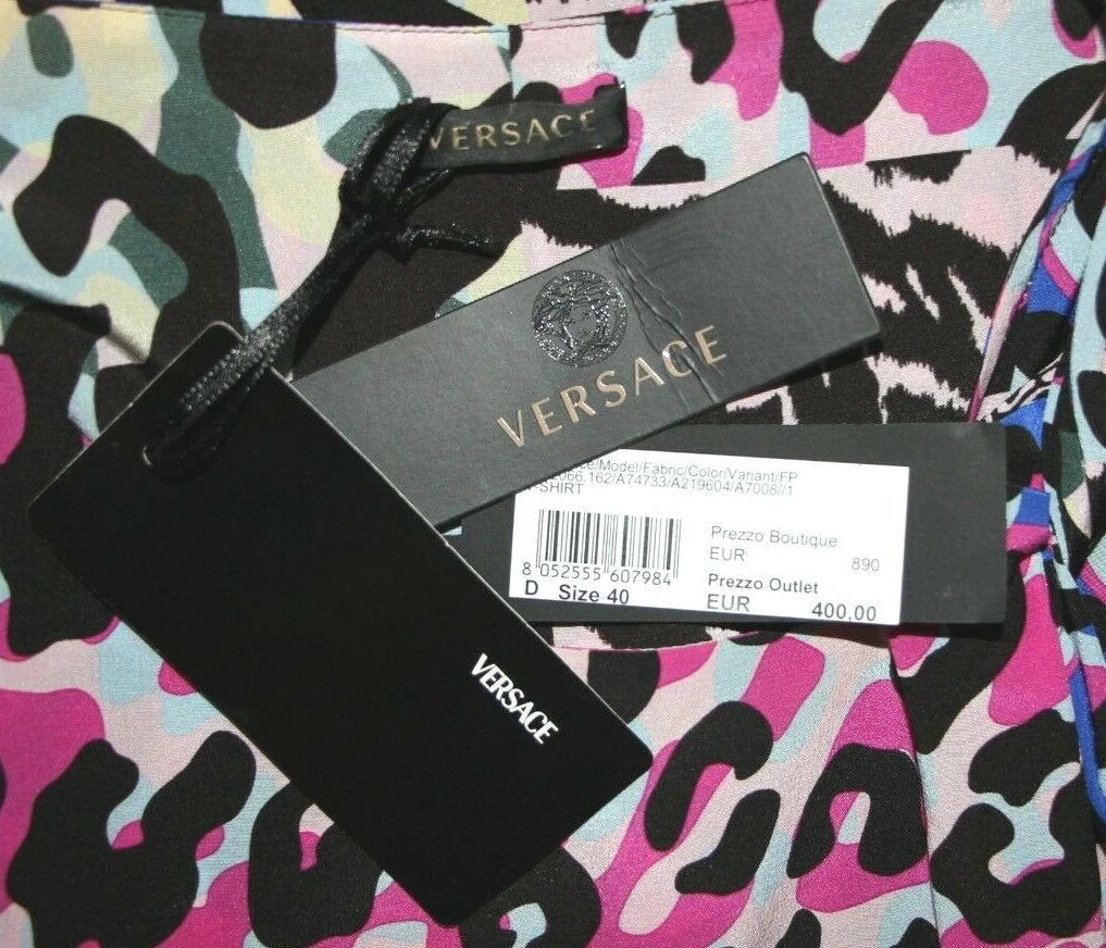 TUNICA MINI ABITO VERSACE SETA CREPE COLLO PLISSETTATO NODO 31" LUNGO US 6 IT 40 $1590