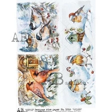 Christmas Bird Scene | A4 Rice Paper | Paper for Decoupage | AB Studios