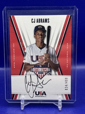 2019 Panini Stars & Stripes USA CJ Abrams 18U Auto Autograph Black /499 On Card
