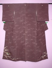 Ducks  Antique Vintage Damask Silk Japanese Kimono Robe US SHIP