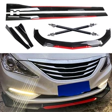 For Hyundai Sonata Front Bumper Lip Splitter Spoiler Gloss Black Red Body Kit