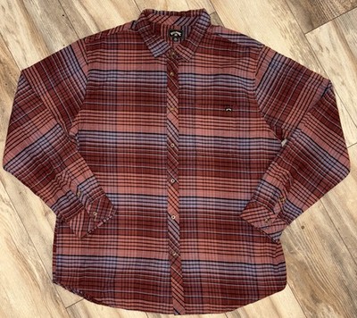 Billabong Coastline Flannel Shirt Mens Red Long Sleeve Men s Size XXL
