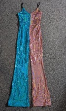Topshop Sequins Jumpsuit Size 10 Blue Pink Contrast Retro Embellished Party