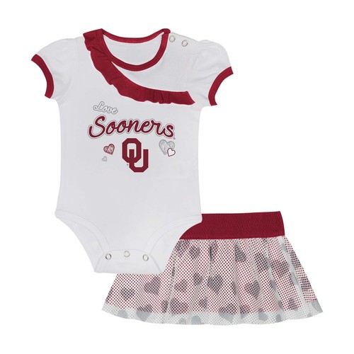 Girls Newborn & Infant Oklahoma Sooners Two-Piece Love My Team Bodysuit & Skirt