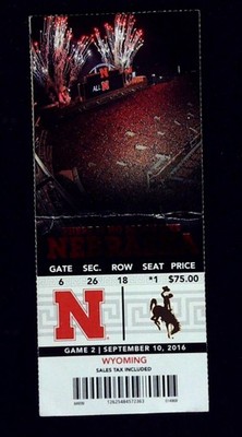 Josh Allen NCAA Start #2 TD #3 Tackle #1 Nebraska Wyoming Ticket Stub 9/10/2016