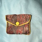 Set of 3 Small Brocade Fabric Snap-Closure Jewelry Pouches Blue Green Red/Gold — photo 2
