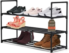 3-Tier Shoe Rack, 36" Holds 15 Pairs, Heavy Duty for Entryway, Closet