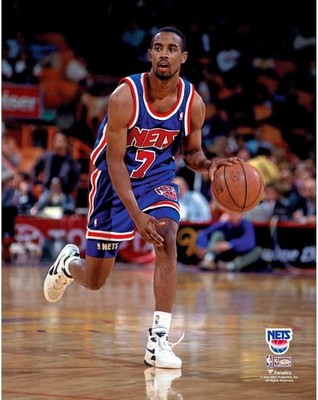 Kenny Anderson New Jersey Nets Unsigned Blue Jersey Dribbling