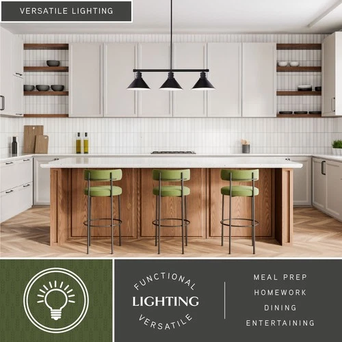 Vaxcel Lighting H0269 Akron 3 Light 36"W Linear Chandelier - Bronze - Picture 12 of 12