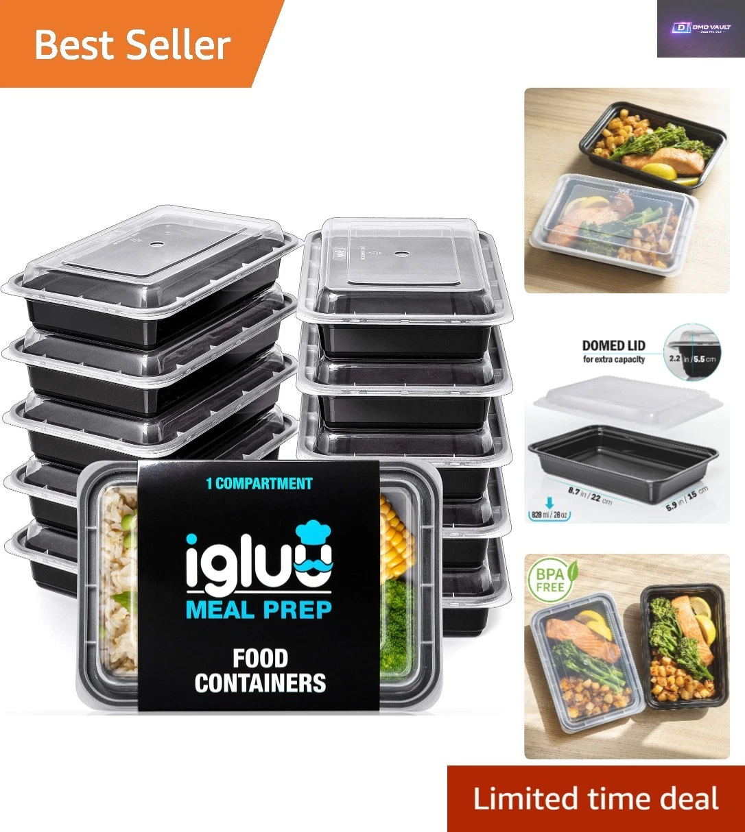 Versatile Meal Prep Containers - 10 Stackable BPA-Free Storage Containers, 28oz