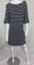 Talbots Dress Womens XL Red Striped Cotton Boat Neck 3/4 Sleeves Pullover