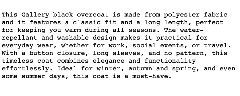 l Gallery NWT Size 16 Coat Water Repellent Washable Black Overcoat - Image 3 of 4