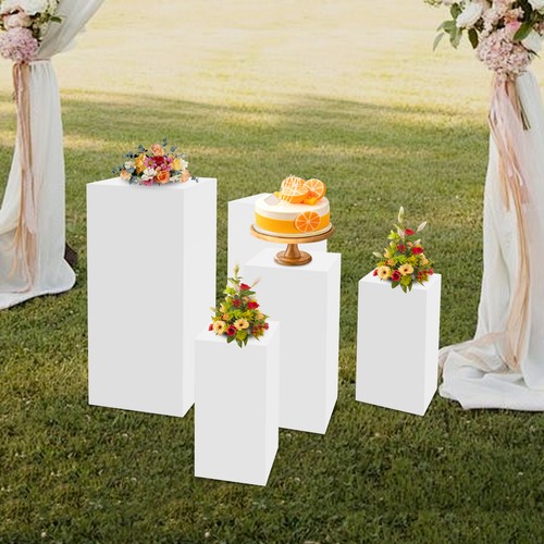 Square Pedestal Stand, Display Pedestal Stand, 5 Pack Cake Pedestal Stands - Picture 4 of 20