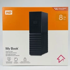 New Western Digital 8TB WD My Book External Hard Drive HDD - WDBBGB0080HBK-NESN
