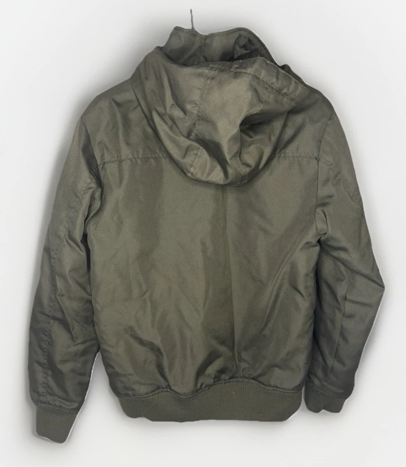 Chaqueta Parka de Invierno H&M Niños Abrigo Verde con Capucha Talla 14Y Cremallera Completa Bolsillos Cálidos Foto 2 de 4