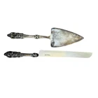 Wallace Grande Baroque Pie and Cake Server And Knife Sterling Silver Handle