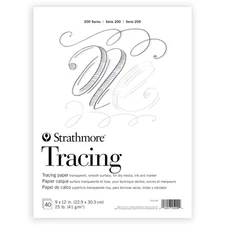 200 Series Tracing Paper Pad 9x12 inches 40 Sheets 25lb/41g Tape Bound