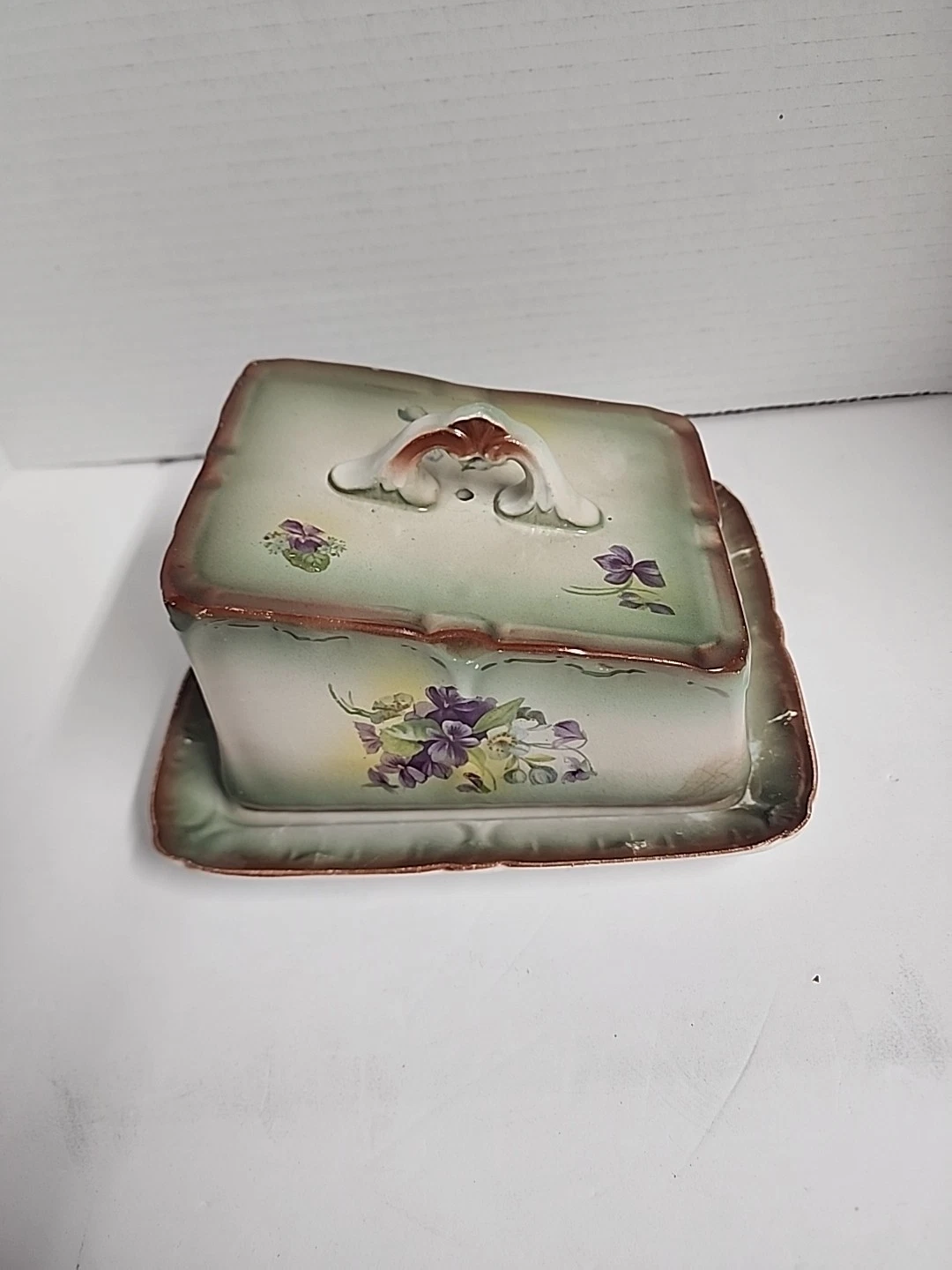 Vintage chinese butter dish Signed on bottom with stamp DS?