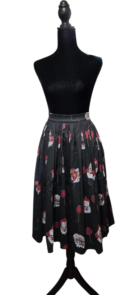 Saia Vixen por Micheline Pitt IT Chapter Two Pennywise XS Horror Goth Swing nova com etiquetas - Imagem 2 de 4