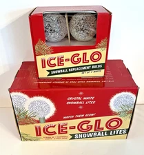 VTG Christmas Ice-Glo Lites Frosted Sugar Snowball Lights + Replacements NIB