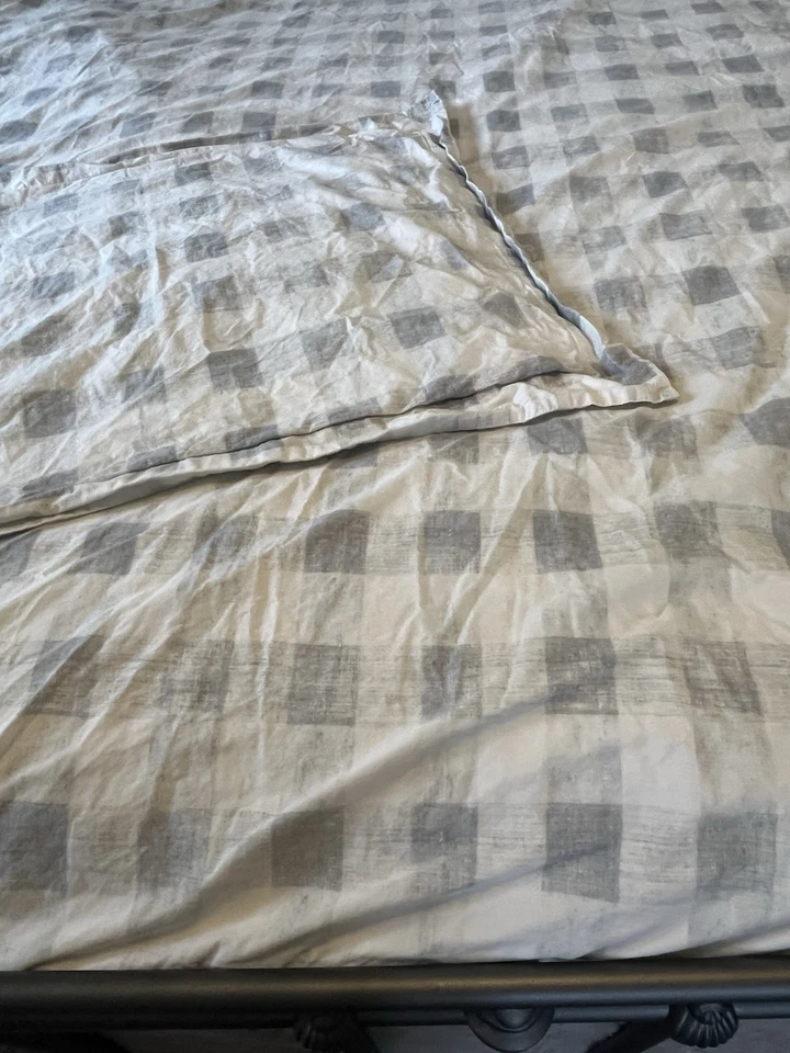 Funda nórdica Pottery Barn Rhett Check gris/crema doble y farsa estándar Foto 2 de 4