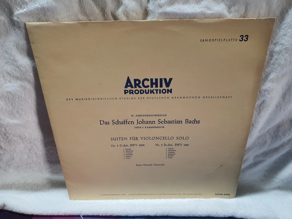 Enrico Mainardi Bach Unaccompanied Cello Suites 3 & 4 Archiv APM 14044 Suite - Image 2 of 4