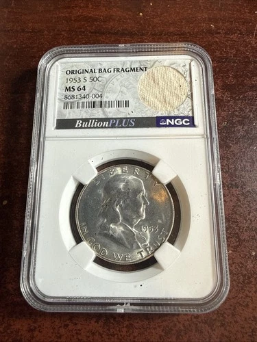 1953 S 50c MS64 with Original Bag Fragment