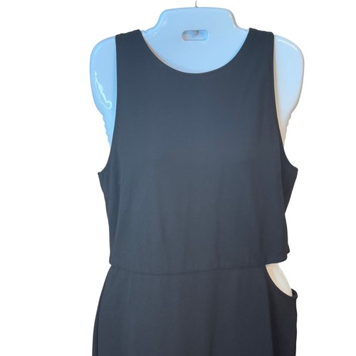 New GB Gianni Bini Sexy Black Knit Tank Mini Dress Side Cut Out Women's Sz L - Picture 2 of 10