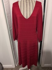 NWOT Lane Bryant Red Ribbed V-Neck Sweater Dress Size 18/20 Holiday Christmas