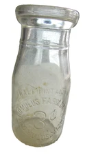 Vtg ROMULUS MICHIGAN Mi., Milk Bottle Romulus Farm Dairy 3c half pint slug plate