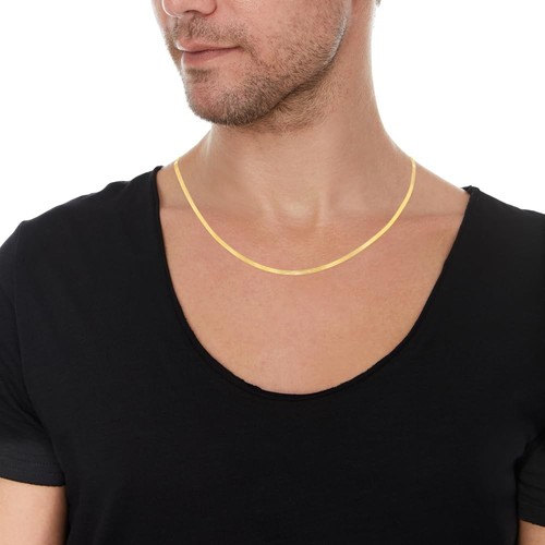 Floreo 14k Gelbgold 3mm Massiv Fischgrät Kette Halskette und Armband Set - Bild 5 von 8