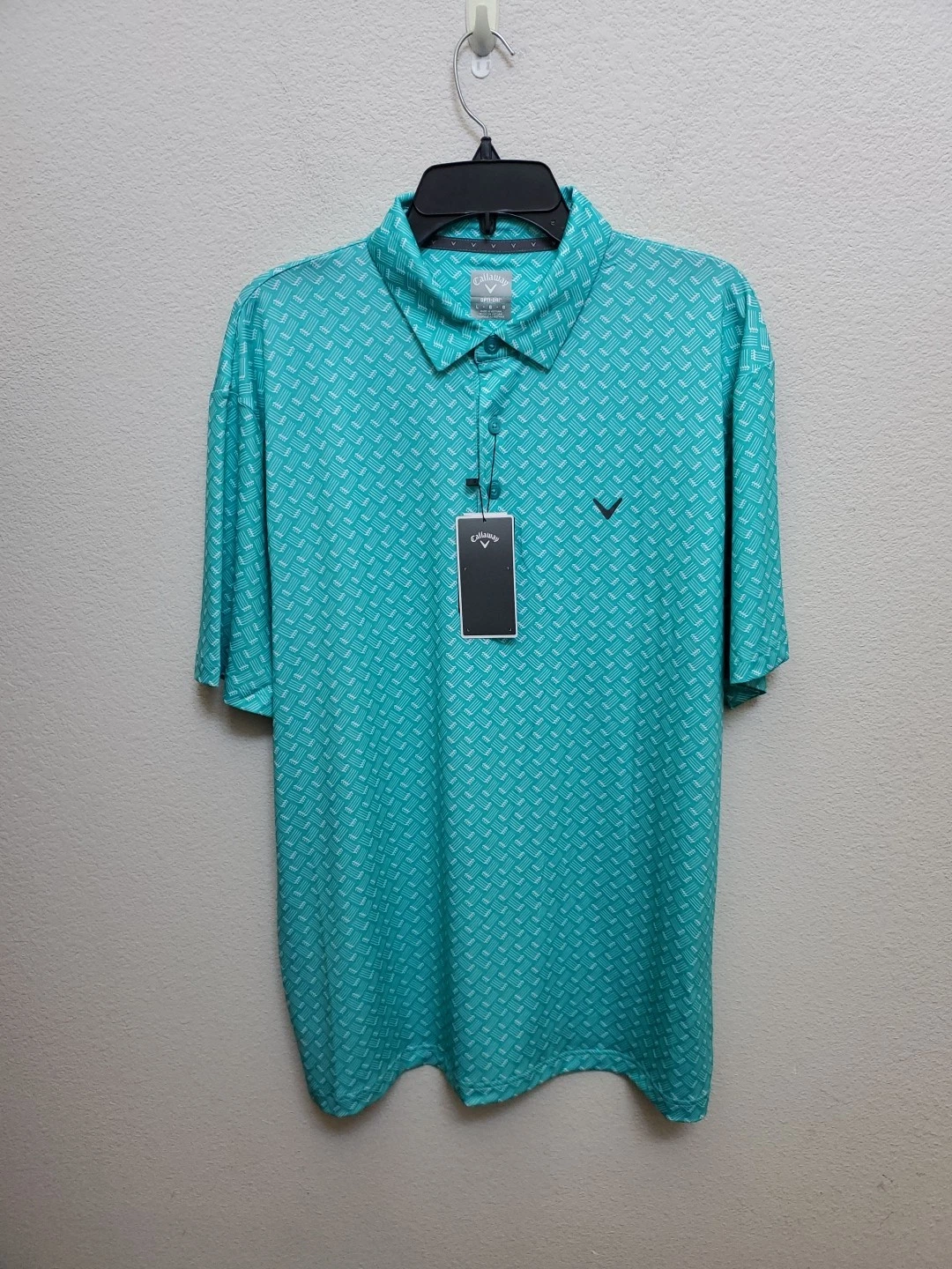 NEW Callaway Men's L Green Polo Shirt Short Sleeve Graphic Print NWT $80