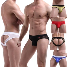 Men's Underwear Raw Exposed Boxers Briefs Underpants Jockstrap Bikini Swimwear