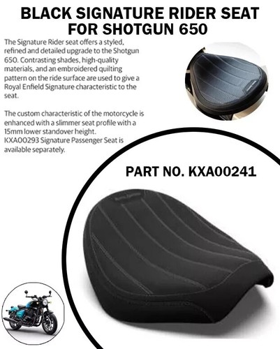 "BLACK SIGNATURE RIDER SEAT" FIT FOR ROYAL ENFIELD SHOTGUN 650