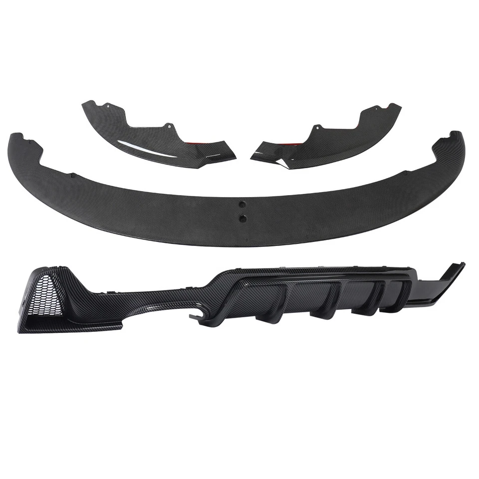 Fits 2013-20 BMW 435i 440i F33 M Sport Front+Rear Bumper Lip Spoiler Carbon Look Foto 3 de 4