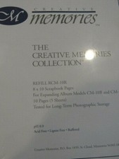 Creative Memories 8x10 White Ruled Refill Pages RCM-10B 10 Pages / 5 Sheets NEW