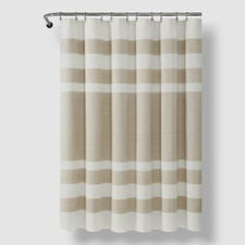 Lush D cor Beige Cape Cod Stripe Yarn Dyed Cotton Shower Curtain 72 x 72"