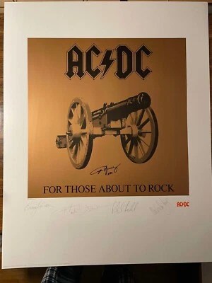 ACDC Hand Signed Angus Young Poster For Those About To Rock Lithograph Official - Image 1 of 4