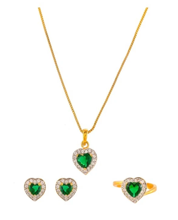 Juego de Colgantes de Plata Chapado en Oro 20k Cadena Cuerda - Anillo Pendientes Colgante con Cadena Foto 2 de 4