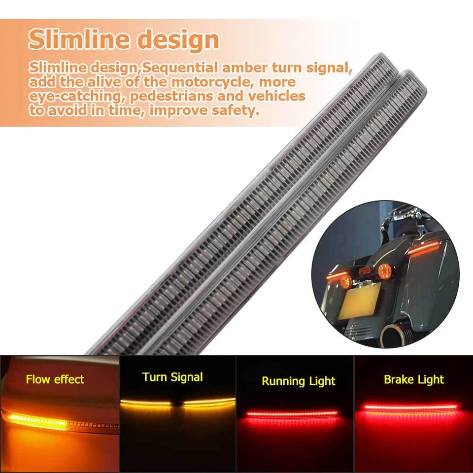 Tapa de alforja trasera LED luz trasera freno señal de giro para Harley Touring Glide 14+ Foto 3 de 4