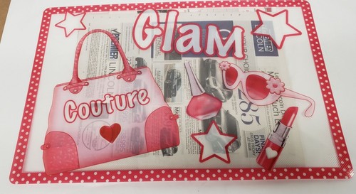 Set of 4 VINYL SEMI CLEAR PLACEMATS 12" x 18", GLAM LADIES, MAKE-UP ACCESSORIES - Picture 9 of 9