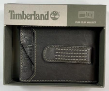 TIMBERLAND/DK BROWN / Premium Genuine Leather Flip CLIP  w/Gift Box $42/ Stitch